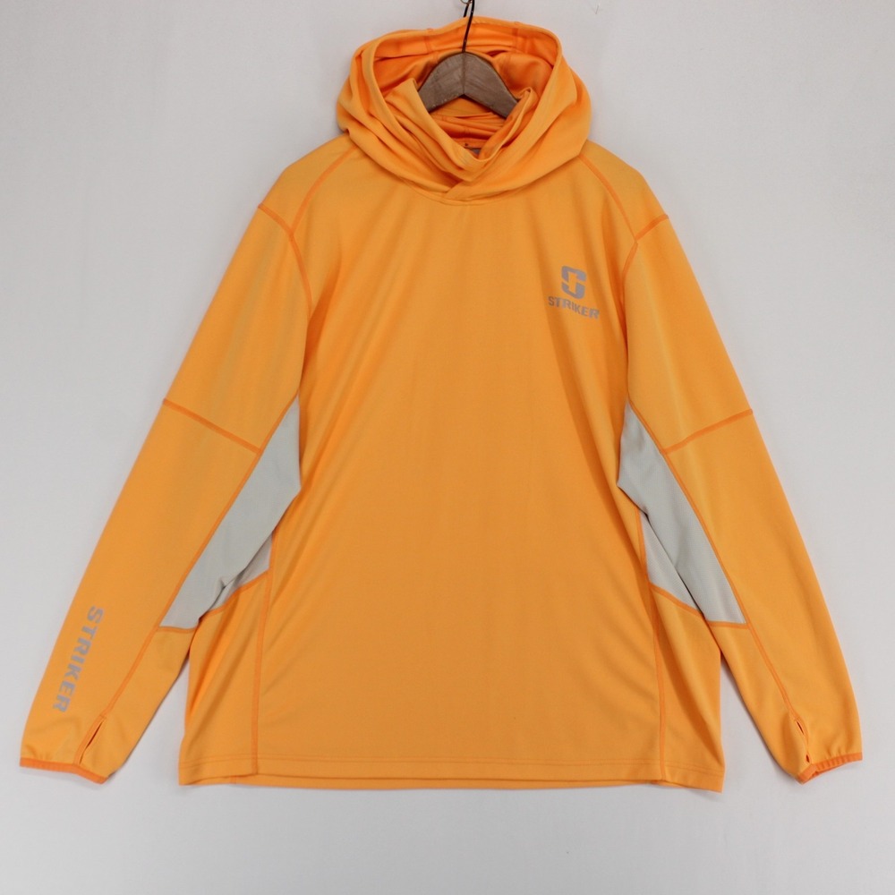 Striker Hoodie Mens XL Orange Performance Fishing Sun Shirt Mesh UPF Gaiter
